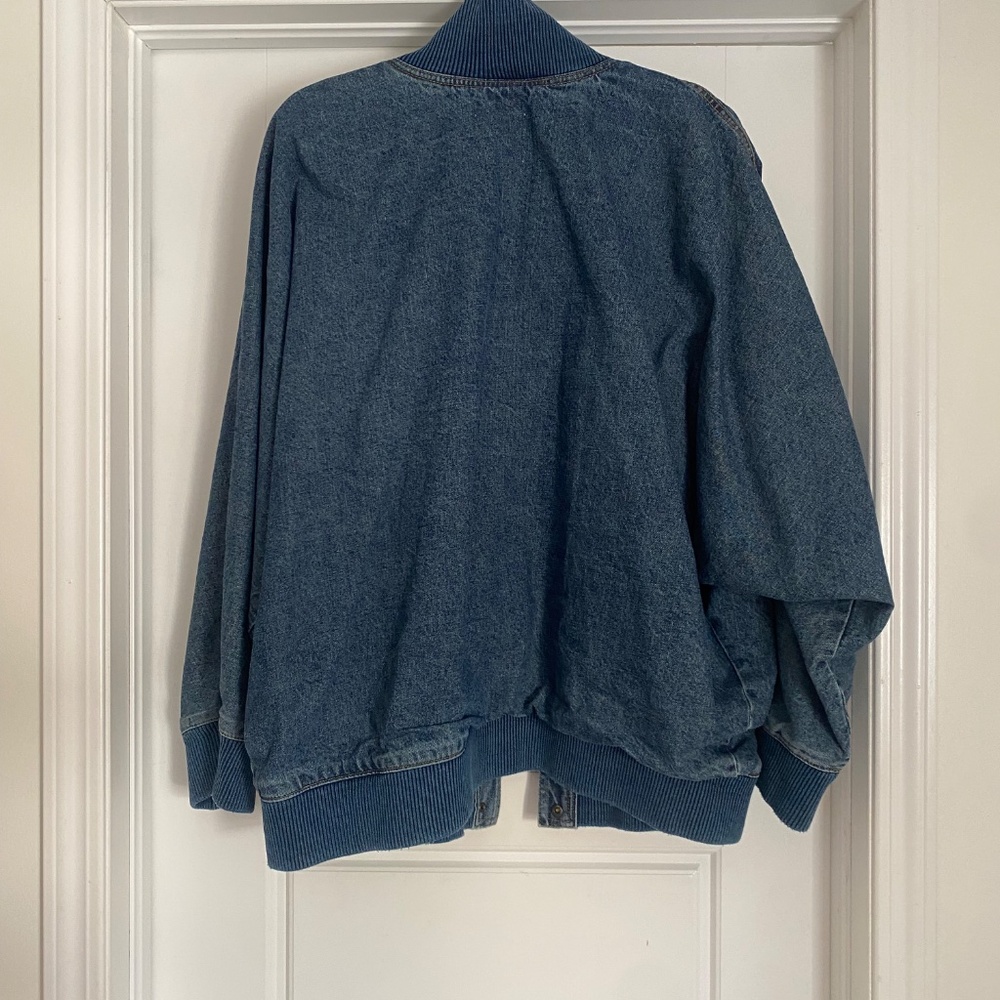 NWOT Zara ZW Dark Blue Denim Oversized Bomber Button Up Jacket Women XL - Picture 2 of 5
